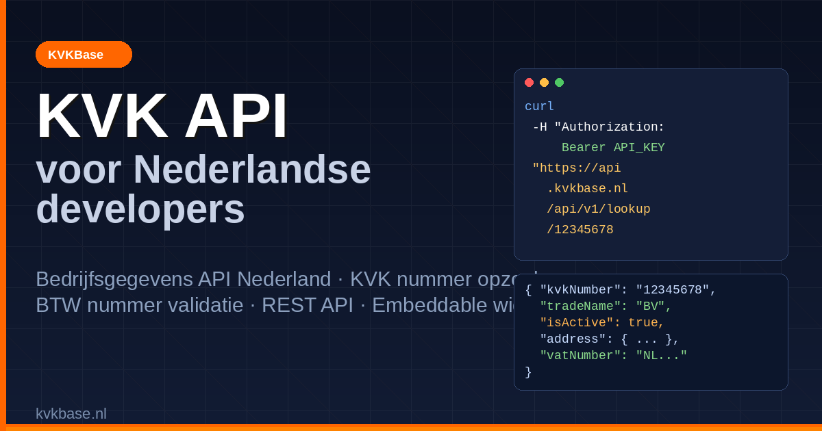 De Makkelijkste KVK API voor Nederlandse Developers: KVK Nummer Opzoeken, BTW Nummer Validatie en Bedrijfsgegevens API Nederland